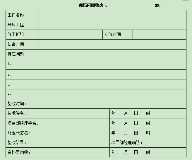 外墻保溫施工方案現場(chǎng)問(wèn)題答卷卡